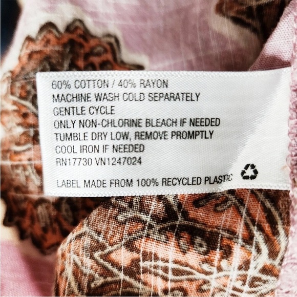 [L] Knox Rose Pink Floral Striped Short Sleeve Boho Peasant Shift Dress - Picture 9 of 9